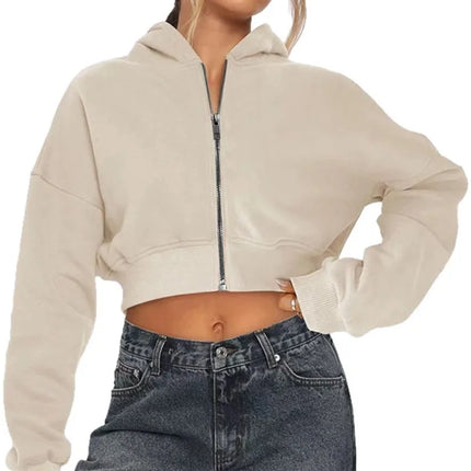 Women's Zip Hoodie Long Sleeve Unisex Fit Fleece Oversized Pullover Fall Winter Streetwear Couple Style Casual Fashion Top