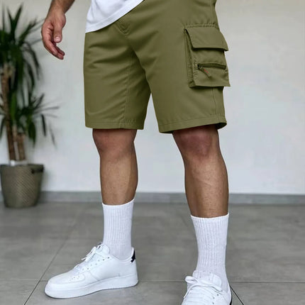Summer Men's Cargo Shorts Loose Casual Elastic Waist Outdoor Jogging Tactical Shorts Multi-pockets Male Work Hiking Short Pants