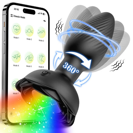360° Rotation LED Butt Plug for Men Wiggle Vibrating Prostate Massager Gay APP Anal Vibrator Anal Plug Sex Toy for Couples
