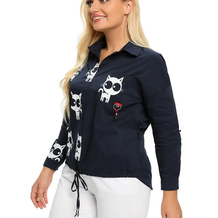 Women Plus Size Woven Long Sleeved Shirt For Spring And Autumn