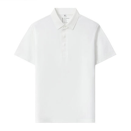 6XL Anti-Wrinkle Pearl Weave Cool Feeling  Solid Color Polo Shirt Seamless Collar  Four Button Men's T-Shirt Summer Breathable