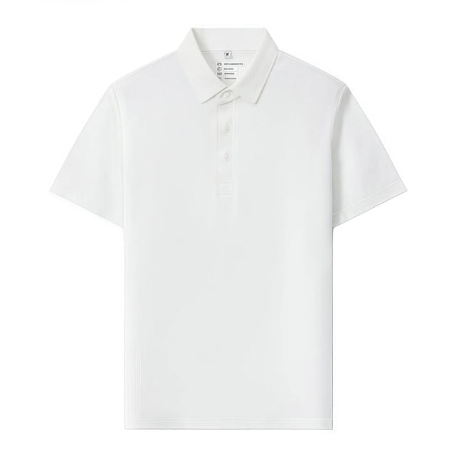 6XL Anti-Wrinkle Pearl Weave Cool Feeling  Solid Color Polo Shirt Seamless Collar  Four Button Men's T-Shirt Summer Breathable