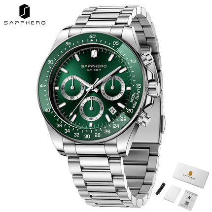 SAPPHERO Fashionable Men's Watch Date Display 5ATM Waterproof Watch Stainless Steel Watch Strap Men's Gift Watch For Men