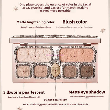 Flowerknows Strawberry Cupid Collection Facial Complexion Palette Blush Eyeshadow Highlighter Flower Know Face Bronzer Palette