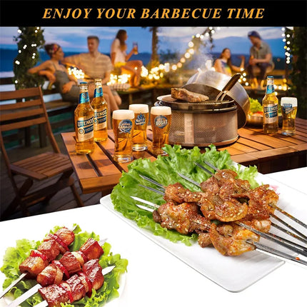 Stainless Steel Barbecue Skewer Reusable BBQ Kebab Skewers for Outdoor Camping Picnic Tools Cooking Tools 10/30Pcs
