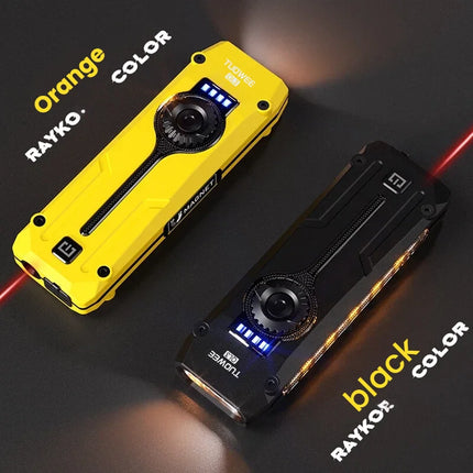 Rechargeable EDC Flat Pro Flashlight with Red Laser, RGB light, UV And LED Combo, Portable Pocket Lights, Outdoors Emergency
