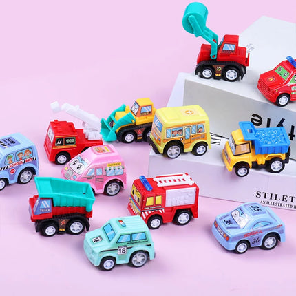 6Pcs/set Pull Back Car Toy Set Mini Inertial Engineering Vehicles for Kids Cartoon Cute Style Play Vehicles Children Gifts TMZ