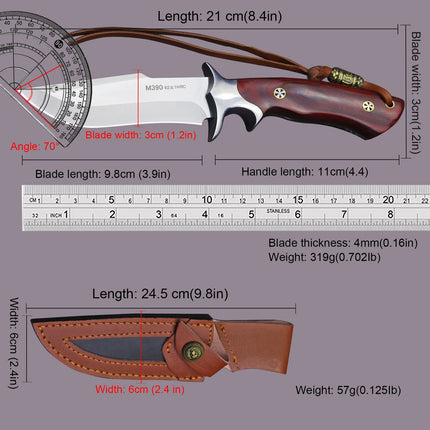 M390 steel outdoor knife, full Tang integrated steel, high hardness straight knife, portable, durable self-defense camping knife