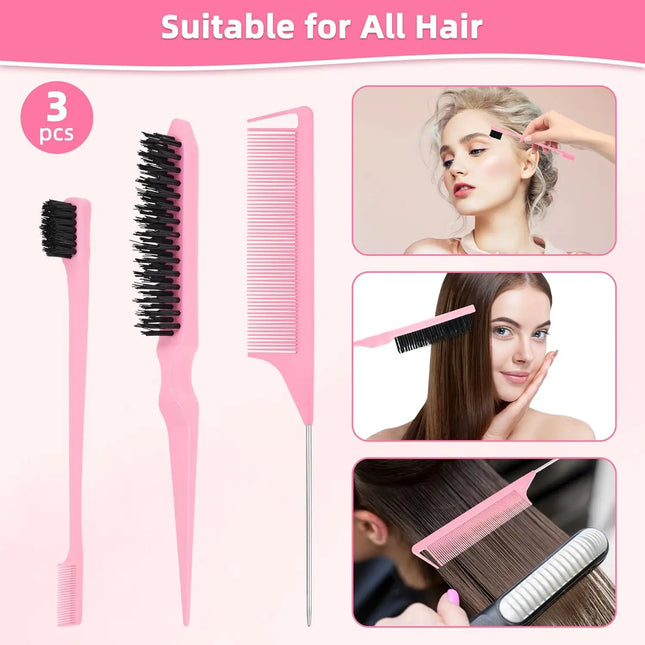Combs Set for Natural, Curly, Wet/Dry, Black Hair, Flexible Detangling Brush Set for Hair Styling and Cutting, Painless and Easy to Clean