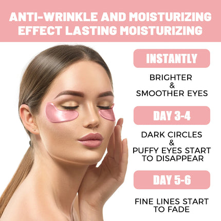 Pink Rose Eye Mask - Anti-Wrinkle & Dark Circle Treatment, Hydrating Under Eye Patches, Firming & Brightening Eye Care