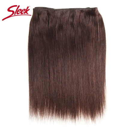 Sleek Straight Hair Bundles Brazilian Hair Weave Bundles 1/3 PCS Human Hair Bundles Natural Brown Color Remy Hair Extensions
