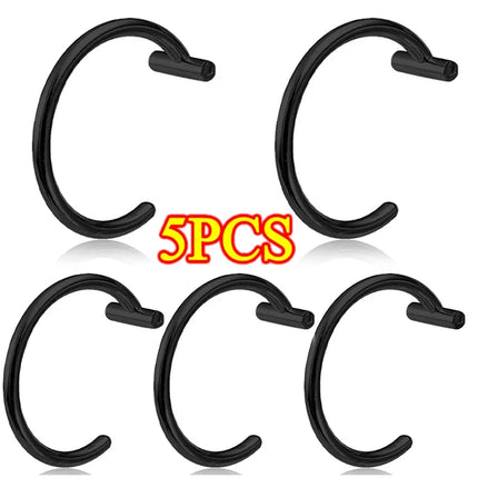 5PCS Punk Lips Rings Medical Titanium Steel Nose Ring Fake Nose Ring Septum Piercing Clip on Mouth Ring Fake Piercing Body Clip