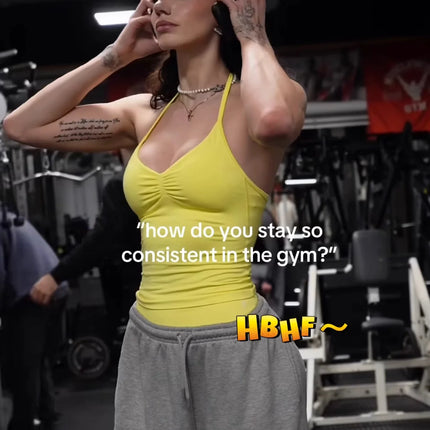 Longline Strappy Gym Top Custom Logo Backless Gym Clothes Women Scrunch Built-in Bra With Removable Cups Yoga Tank Tops