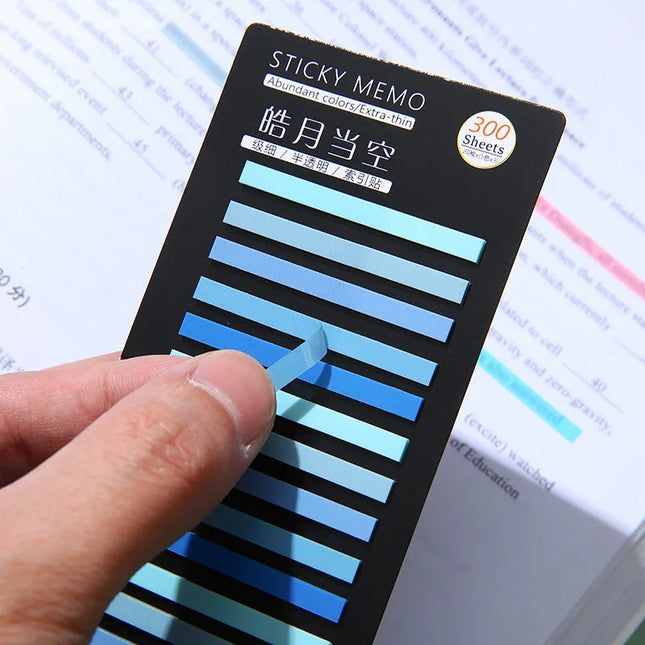 300Pcs Color Translucent Strips PET Index Sticker Note Highlight Mark Stickers Subjects Bookmarks Student Stationery Sticky Note