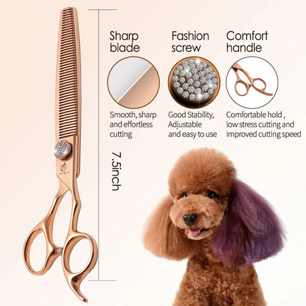 Fenice JP440C Pet Grooming Equipment Scissors Set 7/7.5/8 Inch Straight Curved Thinner Chunker Shears for Canine hairdresser