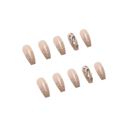 Sparkling Diamond 24 Pcs Press on Nails Pink Nail polish Glossy Artificial Finger Manicure Reusable False Nails