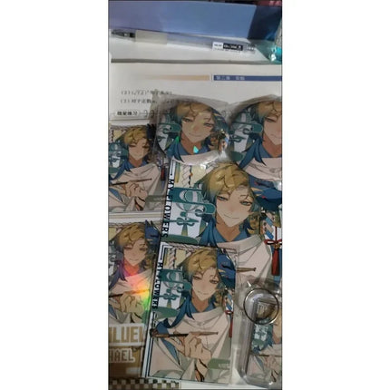 6Pieces Anime Lucky Gift Bag Cartoon Michael Kaiser Collection Bag Keychain Laser badge LOMO Card Postcard Laser Card Toy Gift