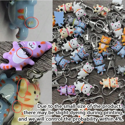 7pcs Cat Keychain For Men And Women Cartoon Accessories Durable Keyring With Lobster Clasp Decorative Gift For Bags Car Keys