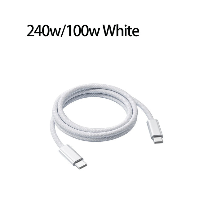 240W/100W PD3.1 Fast Charging Cable for iPhone17/16/15, Samsung S24/23/22, iPad Pro, Macbook Pro, Nylon Braided Durable Cable.