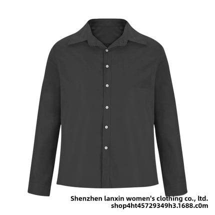 Long Sleeve Collared Men's Shirt Business Commute Style Polyester Fabric Machine Washable Spring Autumn Collection 2025