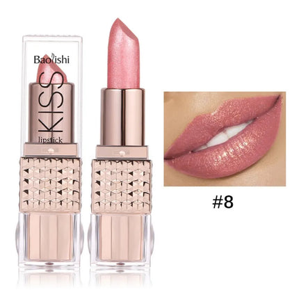 Pearlescent Pink Glitter Velvet Lipstick Metallic Waterproof Long Lasting Matte Shimmer Diamond Lipgloss Women Makeup Cosmetic