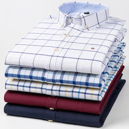 2026 New IN Shirt  Designer Clothes 100% Pure Cotton Oxford Shirts for Men Long Sleeve  Plaid Shirt Striped Male BusinessTartan