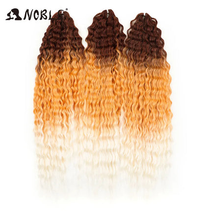 Noble 24Inch 300g Crochet Hair Curl Hair Water Wave Ombre Blonde Twist Crochet Hair Braid Hair Deep Wave Braiding Hair Extension