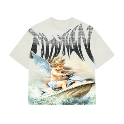 MIXED EMOTION Rhinestone Short Sleeve Men Women Tshirt Streetwear Cotton Loose Round Neck Top Tees Oversized Tee Top Trendy