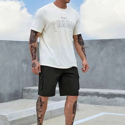 Men's Plain Regular Style Cargo Shorts with Adjustable Drawstrings and Zippers, Casual Shorts, Suitable for Summer Basketball and Beach Vacation, Daily Travel, Fitness and Other Scenes