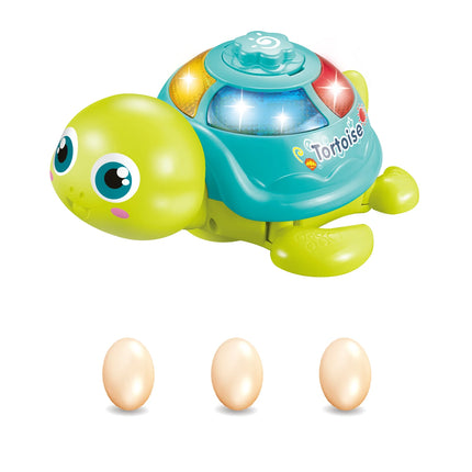 Electric egg-laying turtle toy Suitable for children over 3 years old with light, sound with universal wheel function