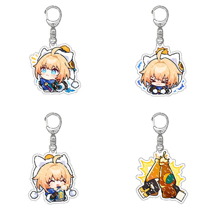 Honkai: Star Rail Anime Figure Acrylic Keychain Dan Heng Feixiao Firefly Model Plate 4pc/set Keyring Game Fans Gift