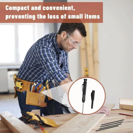 Solid Carpenter Pencil Set with Built-In Sharpener Deep Hole Marking Tool Automatic Pencil Drawing Lead Core for Precision Work