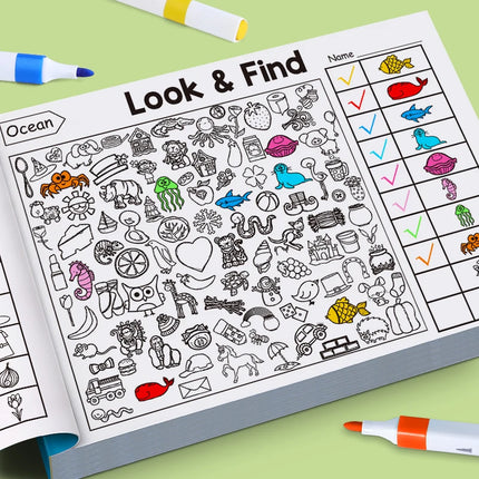 Children's Hidden Object Search Coloring Exercise Book Interactive Play Game Early Education Toys Gifts For Children Kids