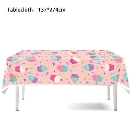 Ice Cream Theme Disposable Tablecloth Happy Birthday Party Decoration For Home Summer Wedding Birthday Baby Shower Decor