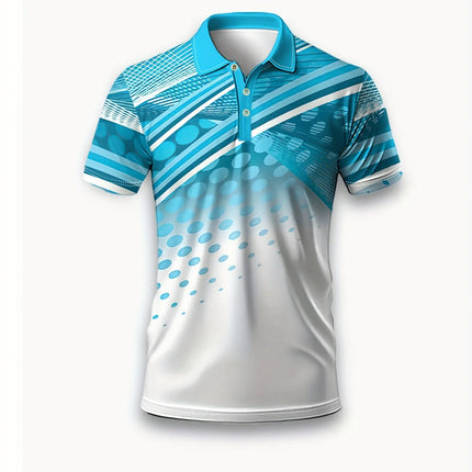 Summer Fashion All Season Comfortable Men's Casual Short-Sleeved Shirt Top Men's Geometric Pattern Printed Short-Sleeved Polo Shirt