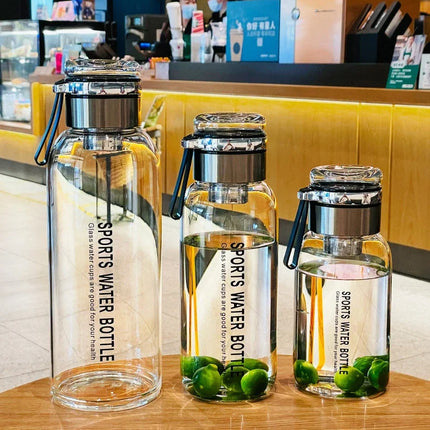 Large Capacity Glass Water Bottle Transparent Milk Juice Cup  for Tour Outdoor Sports and Travel Leak Glass Bottle