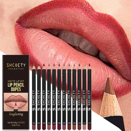 12 Piece Matte Lip Liner Set for Nude Makeup Waterproof and Sweat Proof Long Lasting Makeup Lip Liner and Lipstick in One