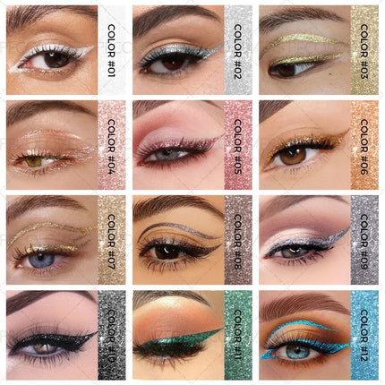 1PC Pearlescent Sparkle, Sequins, Brightening Highlighter, Liquid Eyeliner Eyeshadow, Suitable for Christmas and Holiday Party