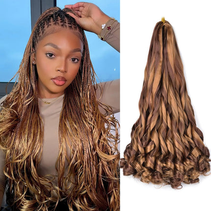 French Curl Braids Hair 22“Loose Wave Bouncy Synthetic Spiral Curls Braiding Hair Extensions Ombre Pre Stretched Hair For Women
