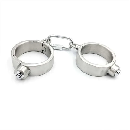 Heavy Stainless Steel Press Lock Wrist Handcuffs Ankle Cuffs Neck Collar Choker Shackles Bondage Adult Games Sex Toys for Couple