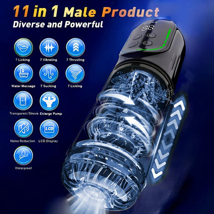 Automatic Male Masturbator Cup with Upgrade 12 S Vacuum Pump & 7 Sucking Rotating Licking Thusting Modes Pocket Pussy Stroker Blowjob Sex Toys For  MenAdult Toys Mens Sex Toys Pocket Pussy Pumps & Enlargers