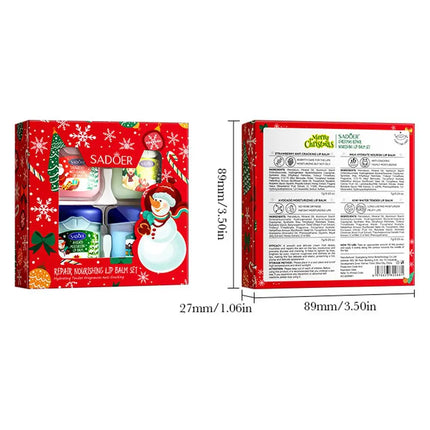 Christmas Gift Box,Lip Balm 4PCS/box Lip Makeup Set, Durable Moisturizer, Christmas Women's Gift Nourishing Lipstick Skin Care