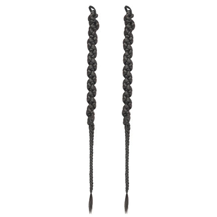 Long Braiding Synthetic Hair Extensions 2 Pieces Set Twisted Ponytail Extension with Rubber Bands Double Fishtail Braided