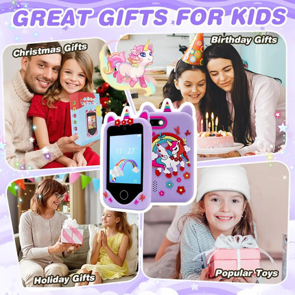 Smart Phone Toys Learning Phone Kids 2.8" Touch screen Dual Camera ABC/Habit Tracker Educational Games Perfect Gift For Boy Girl