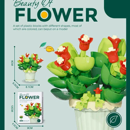 KNEW BUILT Eternal Rose Micro Mini Building Block Flower Toy-Ever-Blooming without Wither,Ideal Valentine's Day Gift for Girls