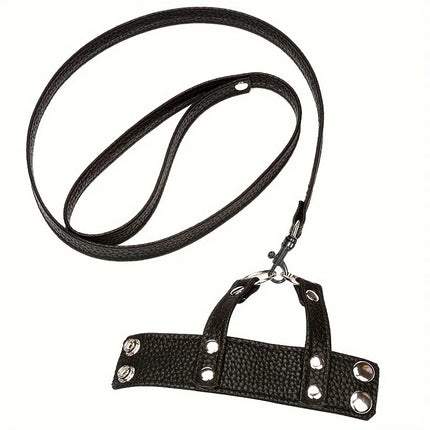 Male Leather Penis Ring Fetish Bondage Metal Chain Scrotal Cuff Traction Rope BDSM Training Penis Exercise Adult Sexual Products