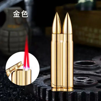 Metal Creative Bullet Sculpture Windproof Double Jet Flame Gas Torch Lighter Decoration Collection Cigar Lighters Gifts For Men