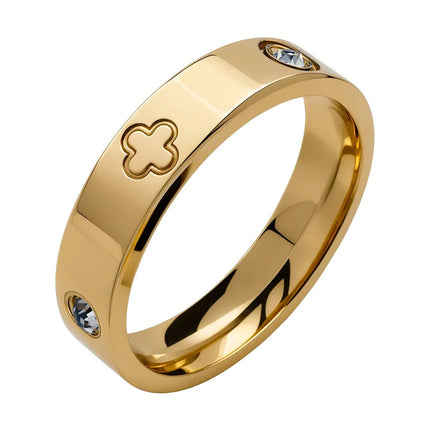 Luxury Stainless Steel Diamond Embedded Bracelet Ring Set for Women 4 Pieces High-End Feelings Jewelry Vintage Style