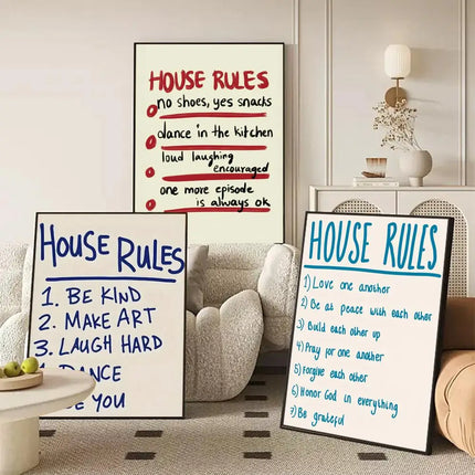 house rules Poster Modern and Elegant Wall Stickers for Home Decor Living Room Dormitory Wall Art