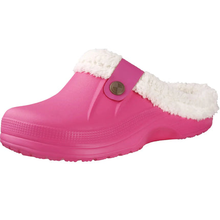 Kidmi Fur Lined Clogs Slippers For Women Classic Winter Waterproof House Slippers For Women With Padded Shoes EVA Garden Shoes